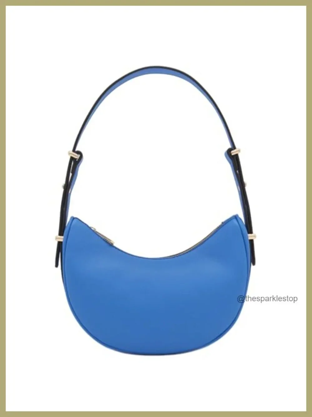 Faux Leather Baguette Shoulder Bag, Adjustable Strap, Gold Hardware